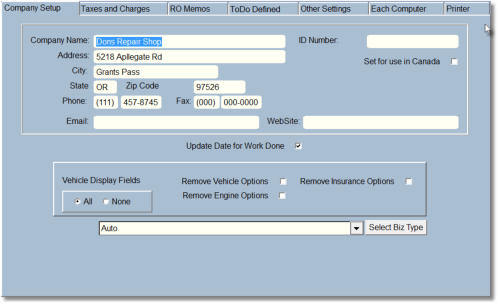 work order setup form 1